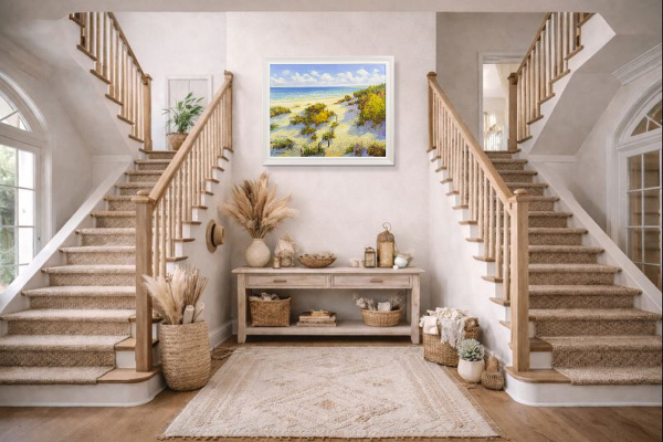 Down to the Beach by Gerhard Nesvadba, original painting, in room