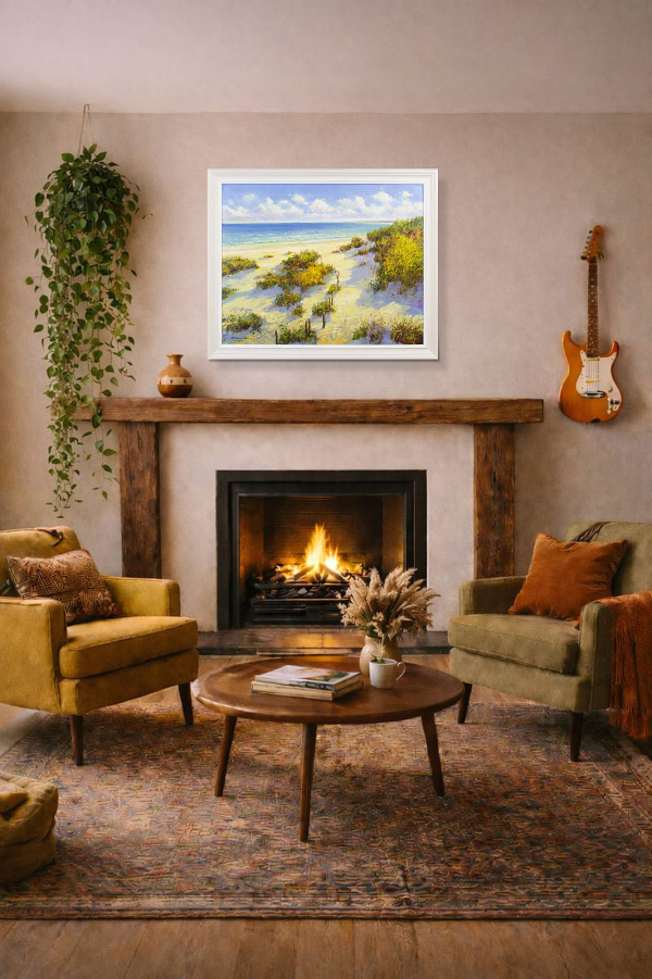 Down to the Beach by Gerhard Nesvadba, original painting, in room