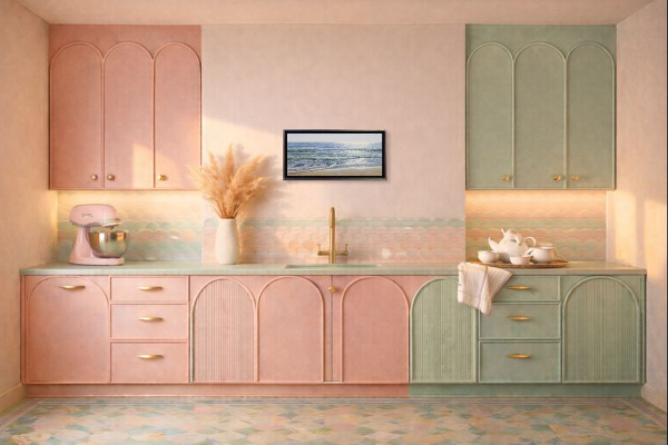 La Orilla by Juan Antonio Domínguez, original painting, in room