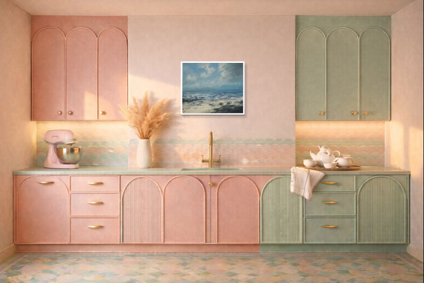 Coastal Breeze by Frank Lloyd, original painting, in room
