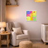 Space Cadets VII (UV light sensitive) by Kev Munday, original painting, in room
