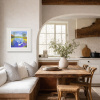 Swans Learning To Fly by John Lawrence, original painting, in room