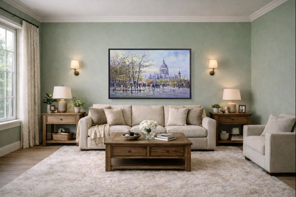 St Paul’s Cathedral by Henderson Cisz, original painting, in room