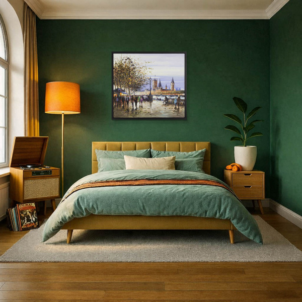 View Of Westminster From The South Bank by Henderson Cisz, original painting, in room