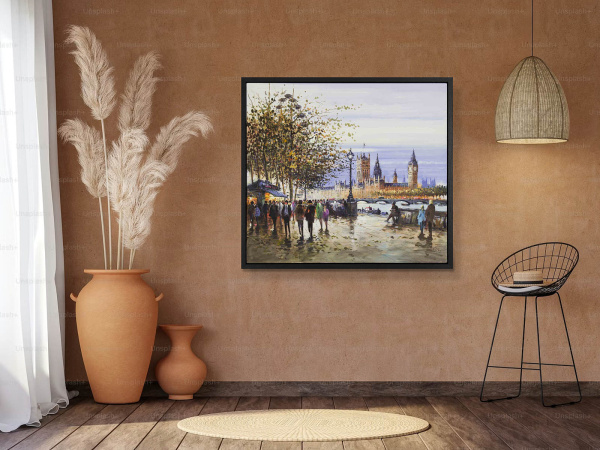View Of Westminster From The South Bank by Henderson Cisz, original painting, in room