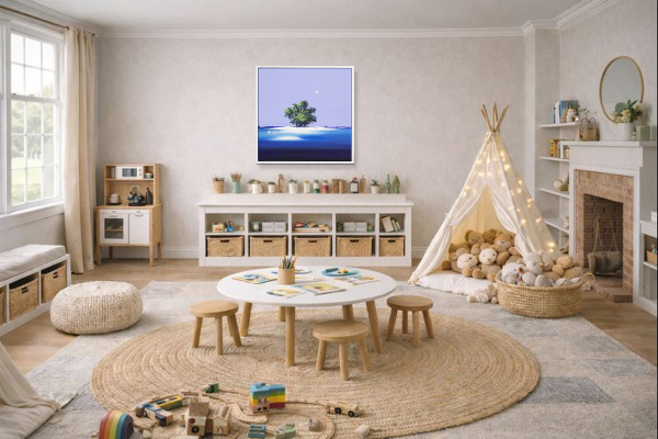 Paradise Beach by Henderson Cisz, original painting, in room