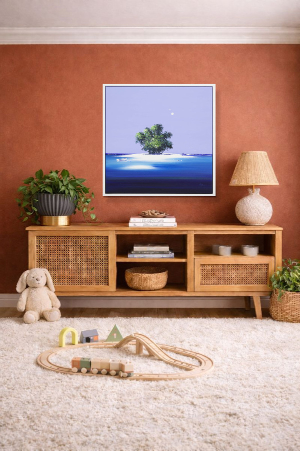 Paradise Beach by Henderson Cisz, original painting, in room