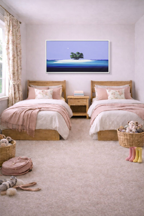 Island Stroll by Henderson Cisz, original painting, in room