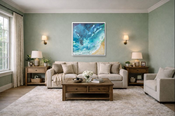 Figueiras Beach, Cies Islands by Ana Ortiz, original painting, in room