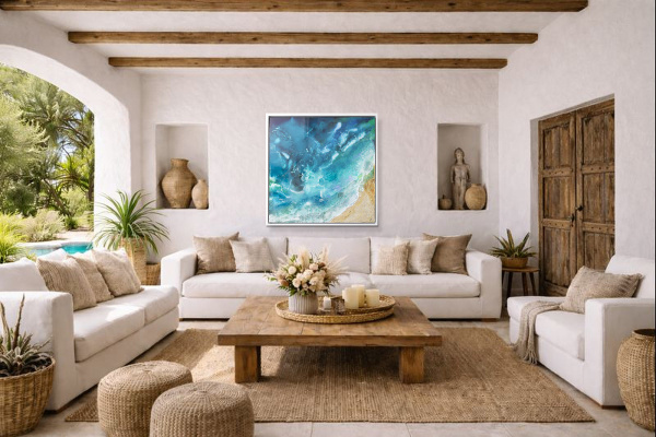 Figueiras Beach, Cies Islands by Ana Ortiz, original painting, in room