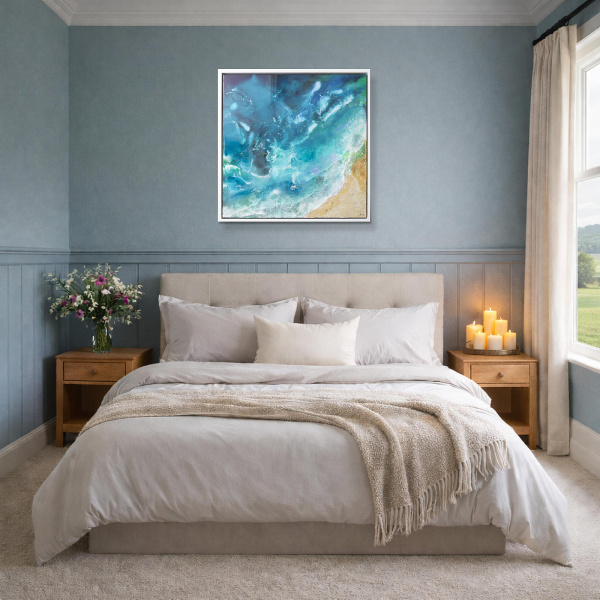 Figueiras Beach, Cies Islands by Ana Ortiz, original painting, in room