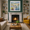 Tapestry Of Blue by Mario Malfer, original painting, in room