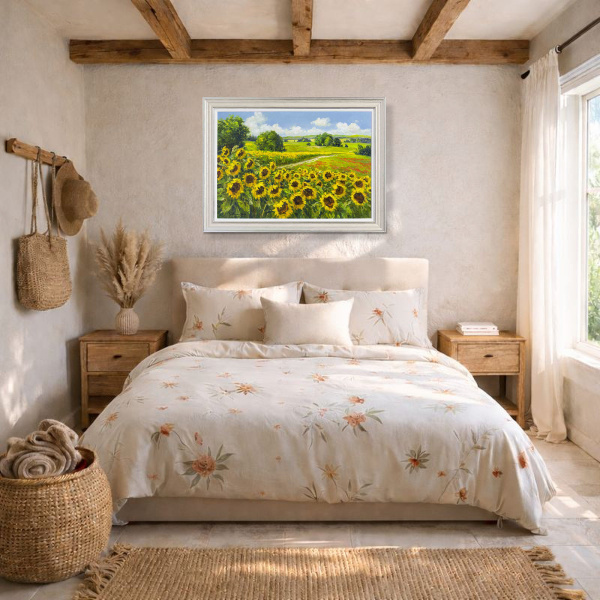 Sunflower Season by Gerhard Nesvadba, original painting, in room