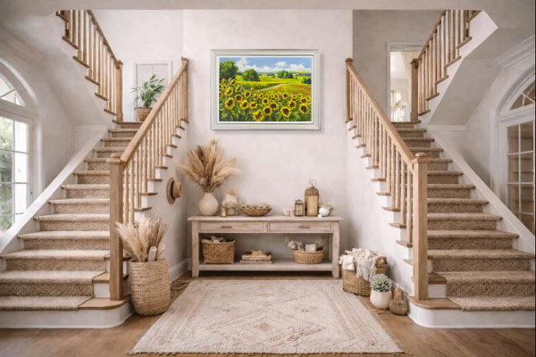 Sunflower Season by Gerhard Nesvadba, original painting, in room