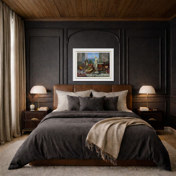 Hilltop Manor by Gyula Boros, original painting, in room