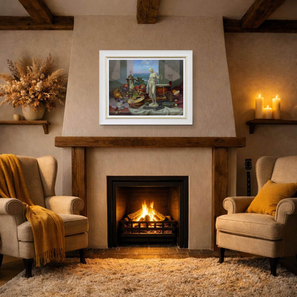 Hilltop Manor by Gyula Boros, original painting, in room