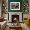 Hilltop Manor by Gyula Boros, original painting, in room
