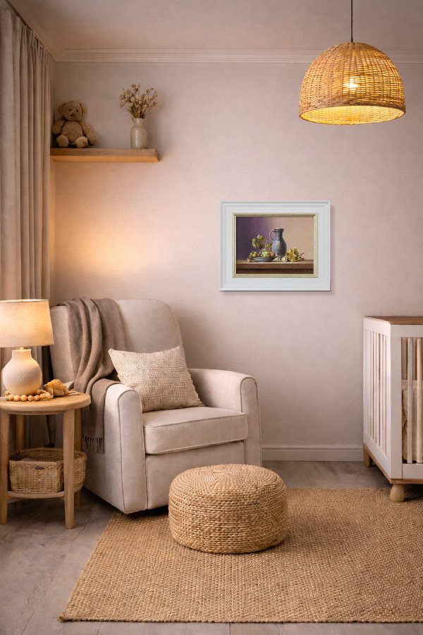 Grapes & Walnuts by Zoltan Preiner, original painting, in room