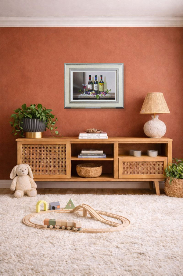 French Trio by Zoltan Preiner, original painting, in room