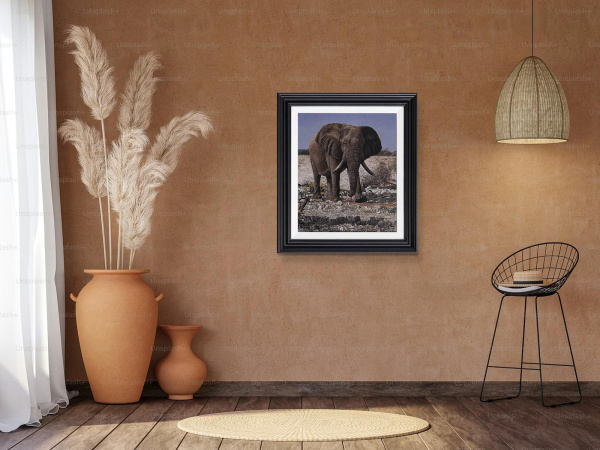 Majestic Elephant by Stephen Park, original painting, in room