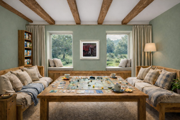 Standing Guard by Stephen Park, original painting, in room