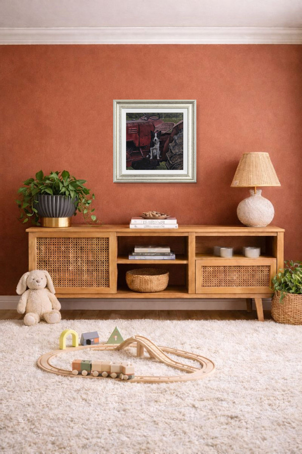 Standing Guard by Stephen Park, original painting, in room