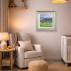 South Downs Pastures by Stephen Hawkins, original painting, in room