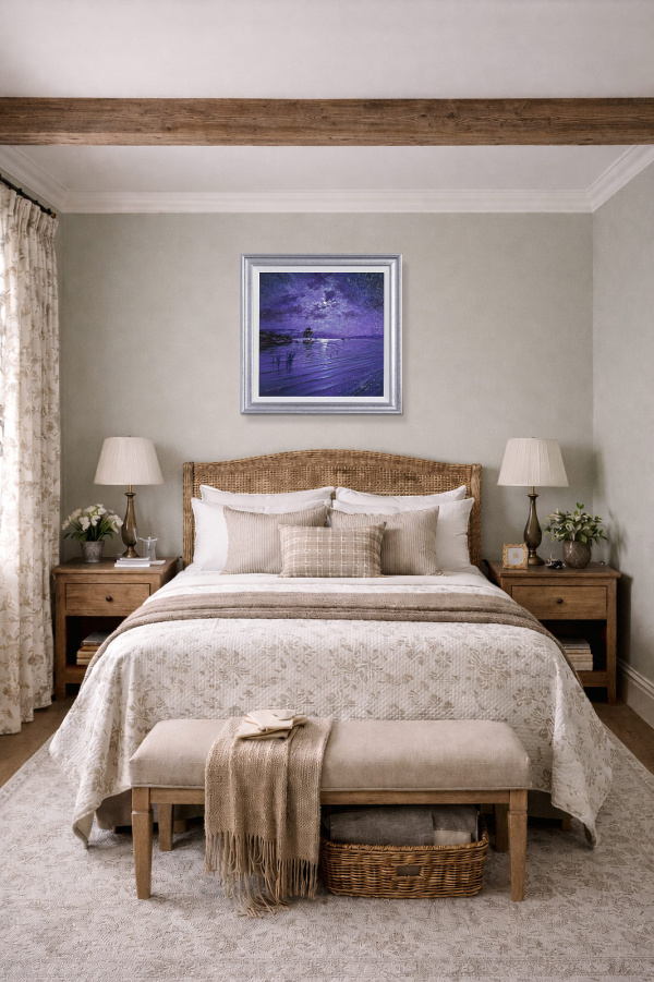 Clair De Lune, Derwent Water by Andrew Grant Kurtis, original painting, in room