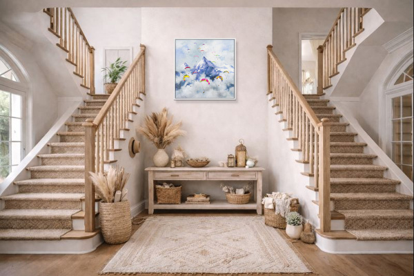 Paragliding by Antonio Navarro (Casimiro), original painting, in room
