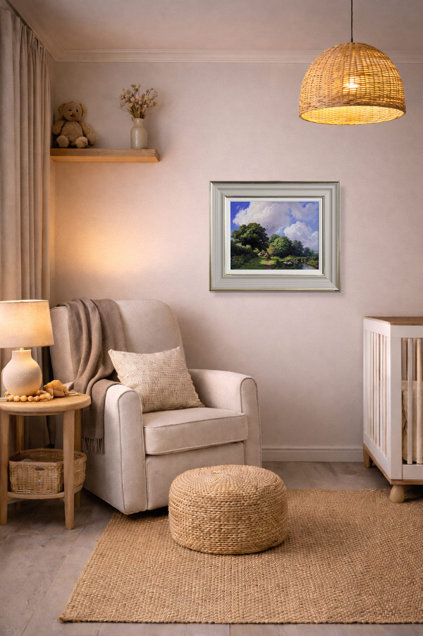 Summers Day By The Pond by Daniel Van der Putten, original painting, in room