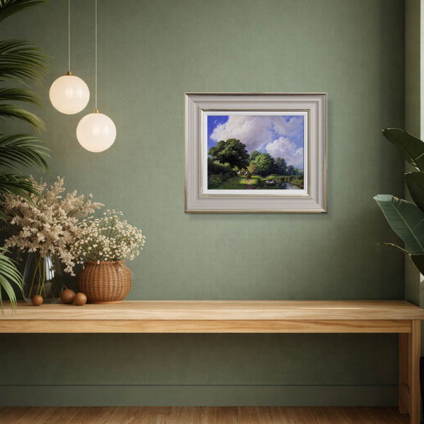 Summers Day By The Pond by Daniel Van der Putten, original painting, in room