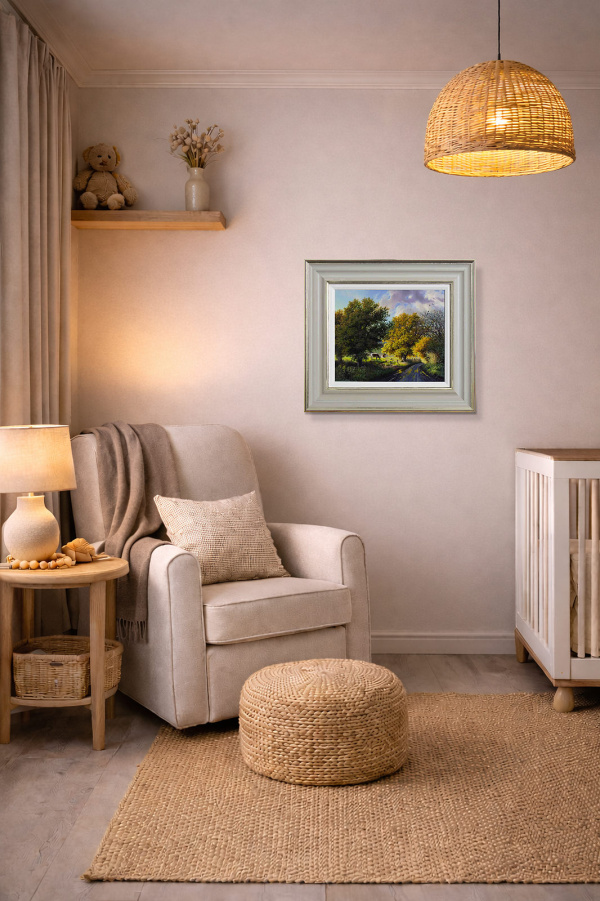 After The Rain On The Road To Warwickshire by Daniel Van der Putten, original painting, in room