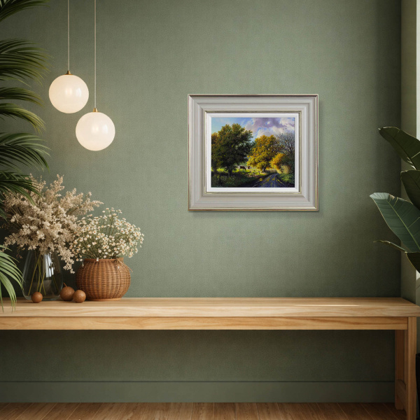 After The Rain On The Road To Warwickshire by Daniel Van der Putten, original painting, in room