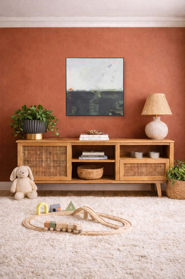 The Space Between by Marco Ariè, original painting, in room