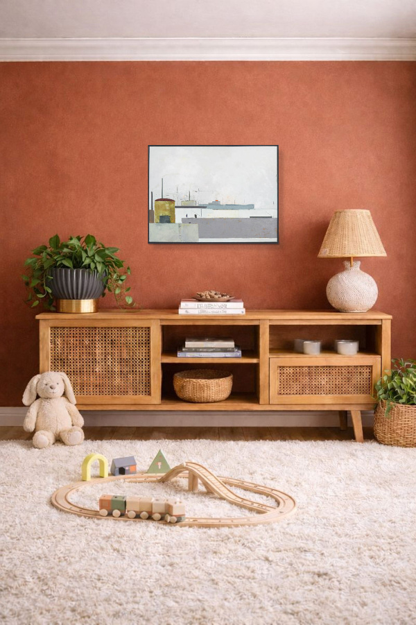 Porto Industriale by Marco Ariè, original painting, in room
