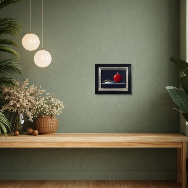 Grapes With Red Pot Still Life by Lion Feijen, original painting, in room