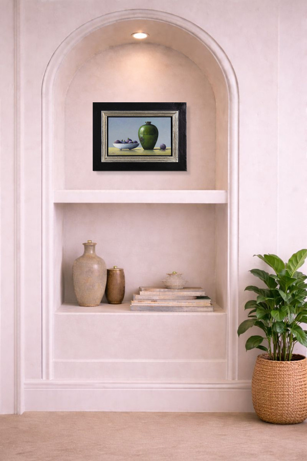 Figs With Green Pot Still Life by Lion Feijen, original painting, in room