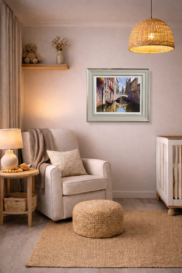 Leisurely Afternoon, Venice by Raffaele Fiore, original painting, in room