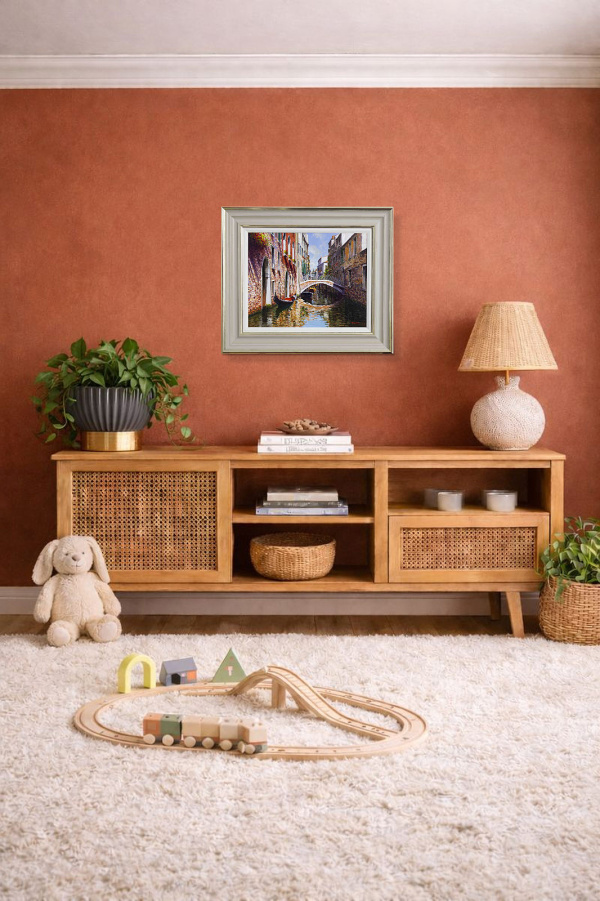 Leisurely Afternoon, Venice by Raffaele Fiore, original painting, in room