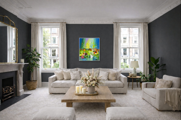 Dancing Lights by Sunita Khedekar, original painting, in room