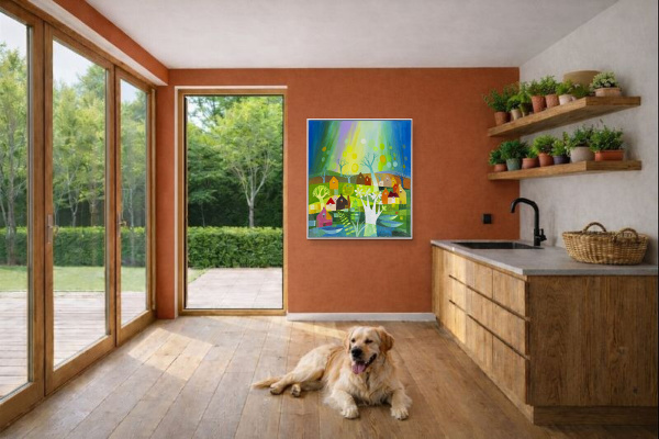 Dancing Lights by Sunita Khedekar, original painting, in room