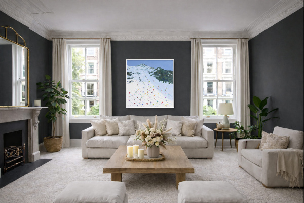 Val D’Isère, La Bellevarde by Antonio Navarro (Casimiro), original painting, in room
