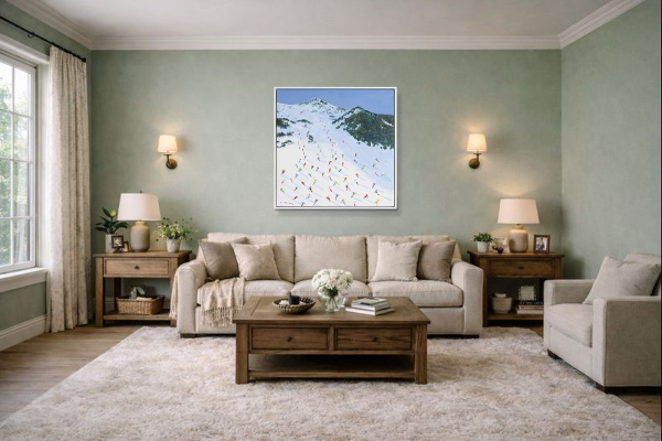 Val D’Isère, La Bellevarde by Antonio Navarro (Casimiro), original painting, in room