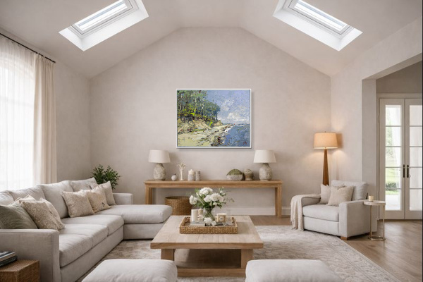 Wild Coast II by Frank Getty, original painting, in room