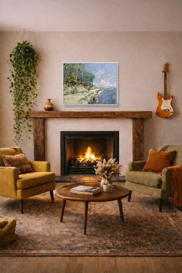 Wild Coast II by Frank Getty, original painting, in room