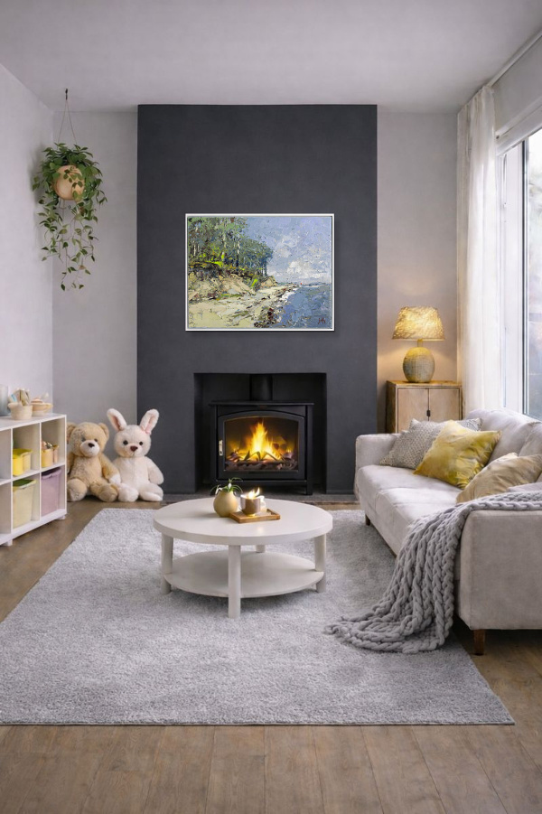 Wild Coast II by Frank Getty, original painting, in room