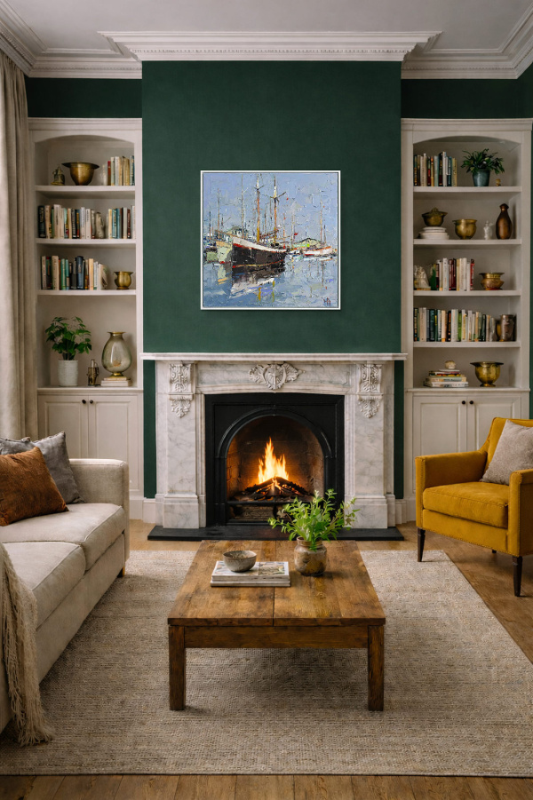 At The Marina by Frank Getty, original painting, in room