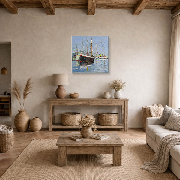 At The Marina by Frank Getty, original painting, in room