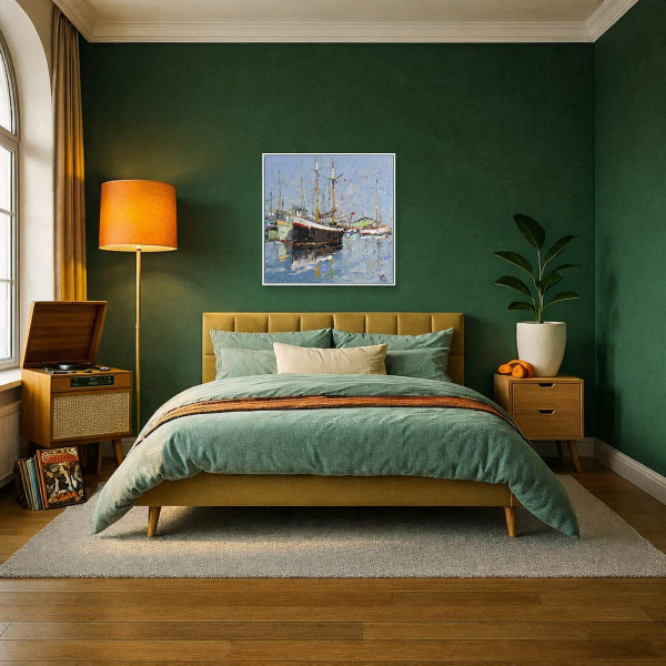 At The Marina by Frank Getty, original painting, in room