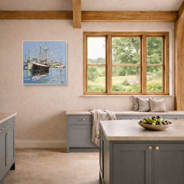 At The Marina by Frank Getty, original painting, in room